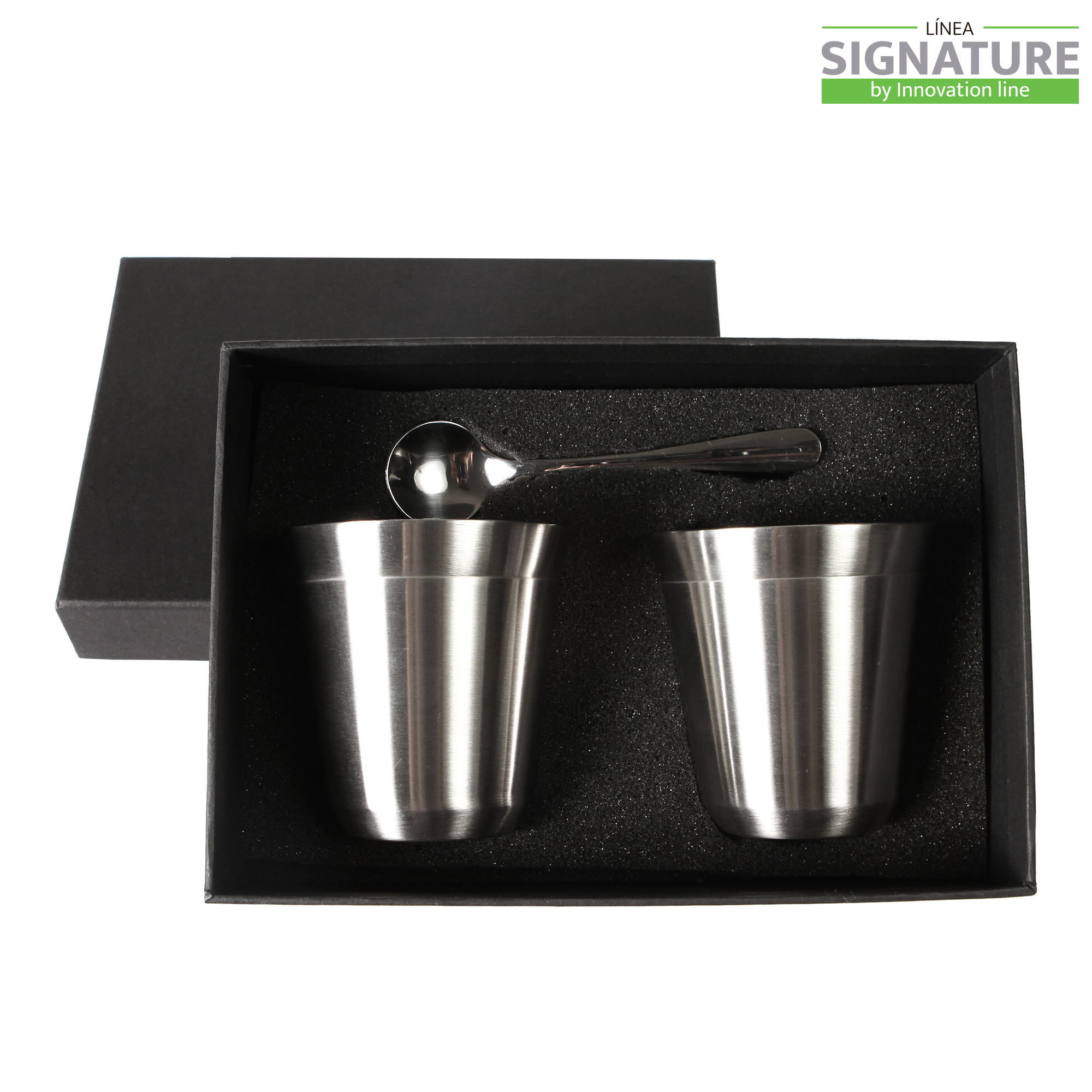 TAZAS DE DOBLE PARED CON CUCHARAS Y ESTUCHE E441